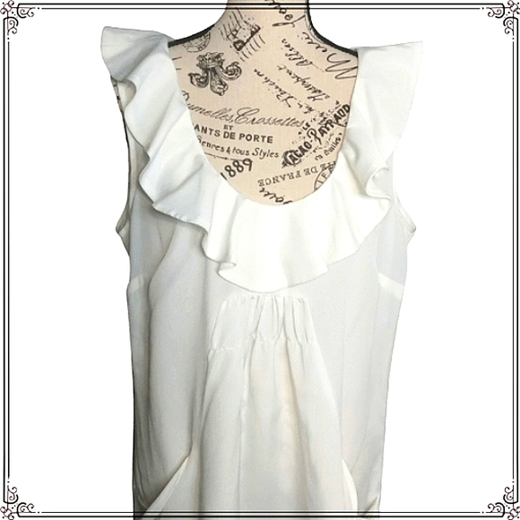 Daniel Rainn Ruffled Ivory Cocktail Flowy Lightweight Mini Dress Size Large - Picture 2 of 8